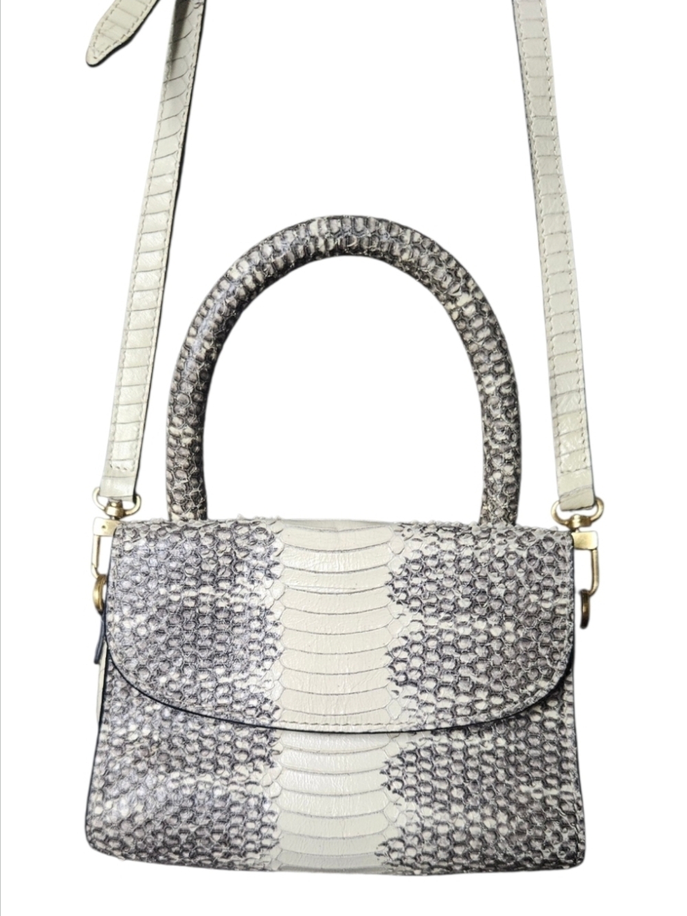 BY FAR | Mini Python-Effect Leather Top Handle Crossbody Bag